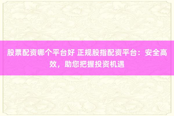 股票配资哪个平台好 正规股指配资平台：安全高效，助您把握投资机遇