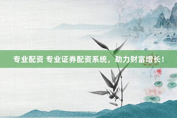 专业配资 专业证券配资系统，助力财富增长！