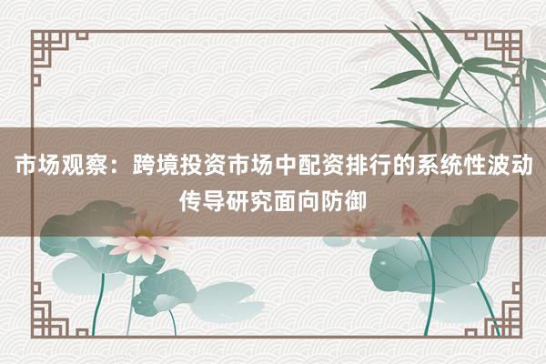 市场观察：跨境投资市场中配资排行的系统性波动传导研究面向防御