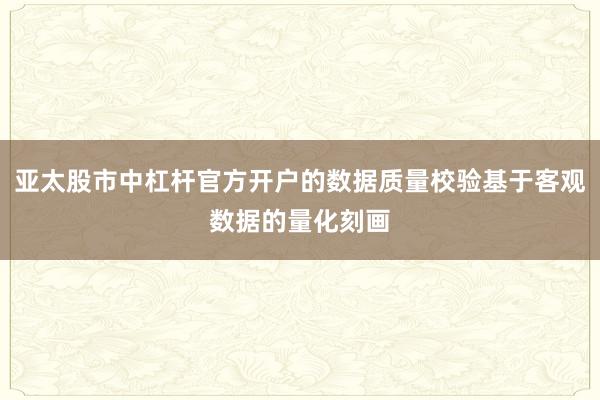 亚太股市中杠杆官方开户的数据质量校验基于客观数据的量化刻画
