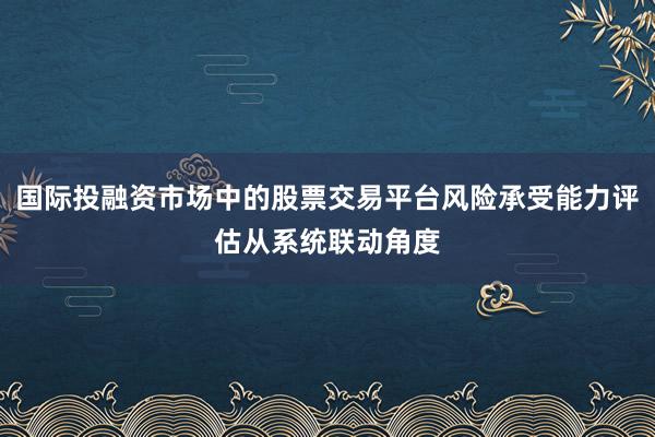 国际投融资市场中的股票交易平台风险承受能力评估从系统联动角度