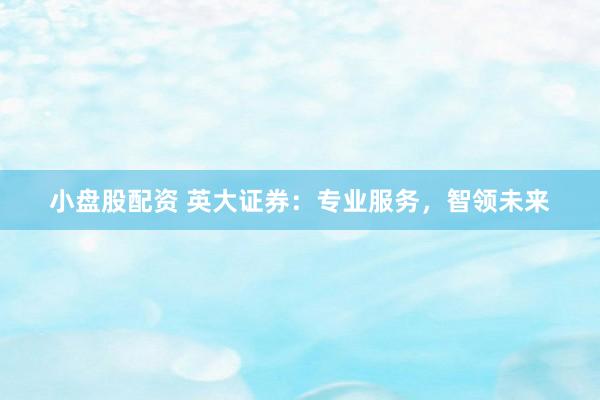 小盘股配资 英大证券：专业服务，智领未来